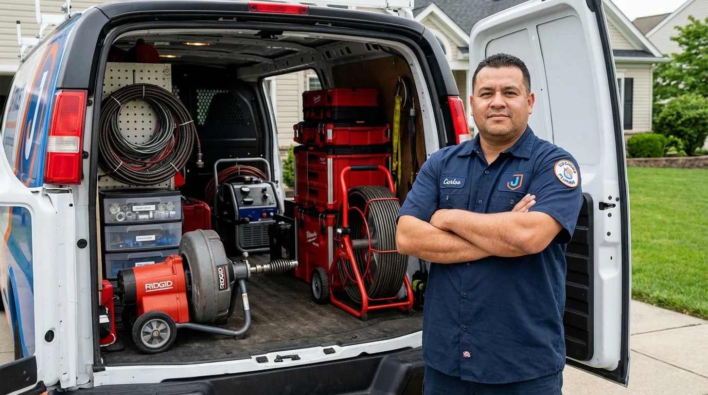 Professional drain cleaning equipment and Johns Plumbing LLC plumber in Royse City