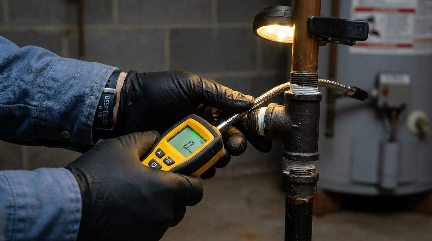 Gas leak detection with electronic sniffer by Johns Plumbing LLC in Royse City
